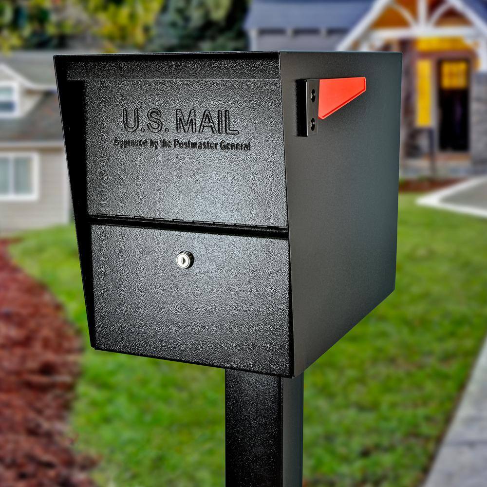 Mail Boss Package Master Locking Post-Mount Mailbox with High Security Reinforced Patented Locking System Black 7206