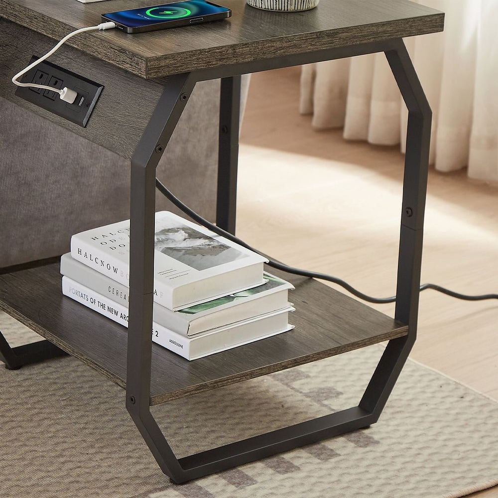 End Table with Charging Station Set of 2