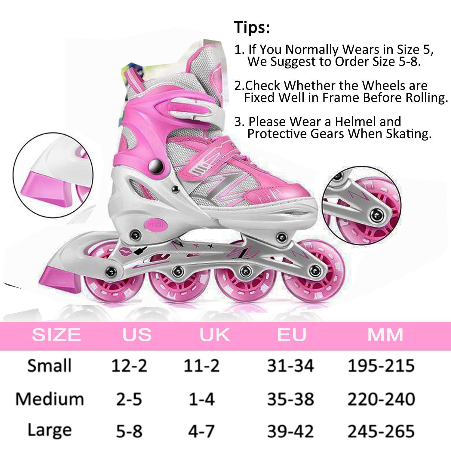 Adjustable Inline Skate Inline Skates with Illuminating Wheels Inline Skates for Kids Girls Boys Adults Mens Women Gifts Inline Skates Light Up Rollerskatess Beginner Roller Skate