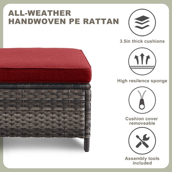 Wicker Rattan Ottoman Outdoor Patio Ottoman