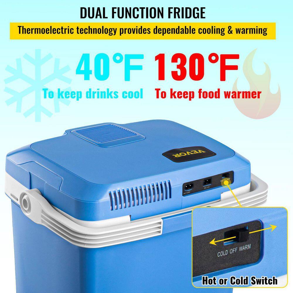 VEVOR Electric Cooler 28 Qt. Portable Thermoelectric Fridge Plug in Refrigerator 12V Cooler Car Adapter SLBDTS25L110VO0QGV1