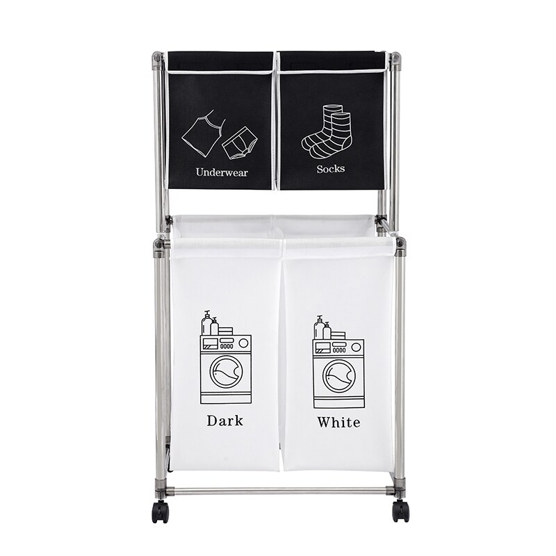 Standing Dirty Clothes Hamper Laundry Hamper Laundry Basket Sorter with 4 Removable Canvas Labeled Bags