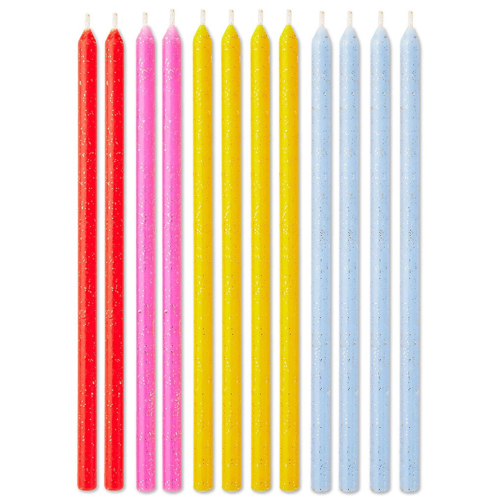 Hallmark  Assorted Color With Glitter Tall Birthday Candles, Set of 12