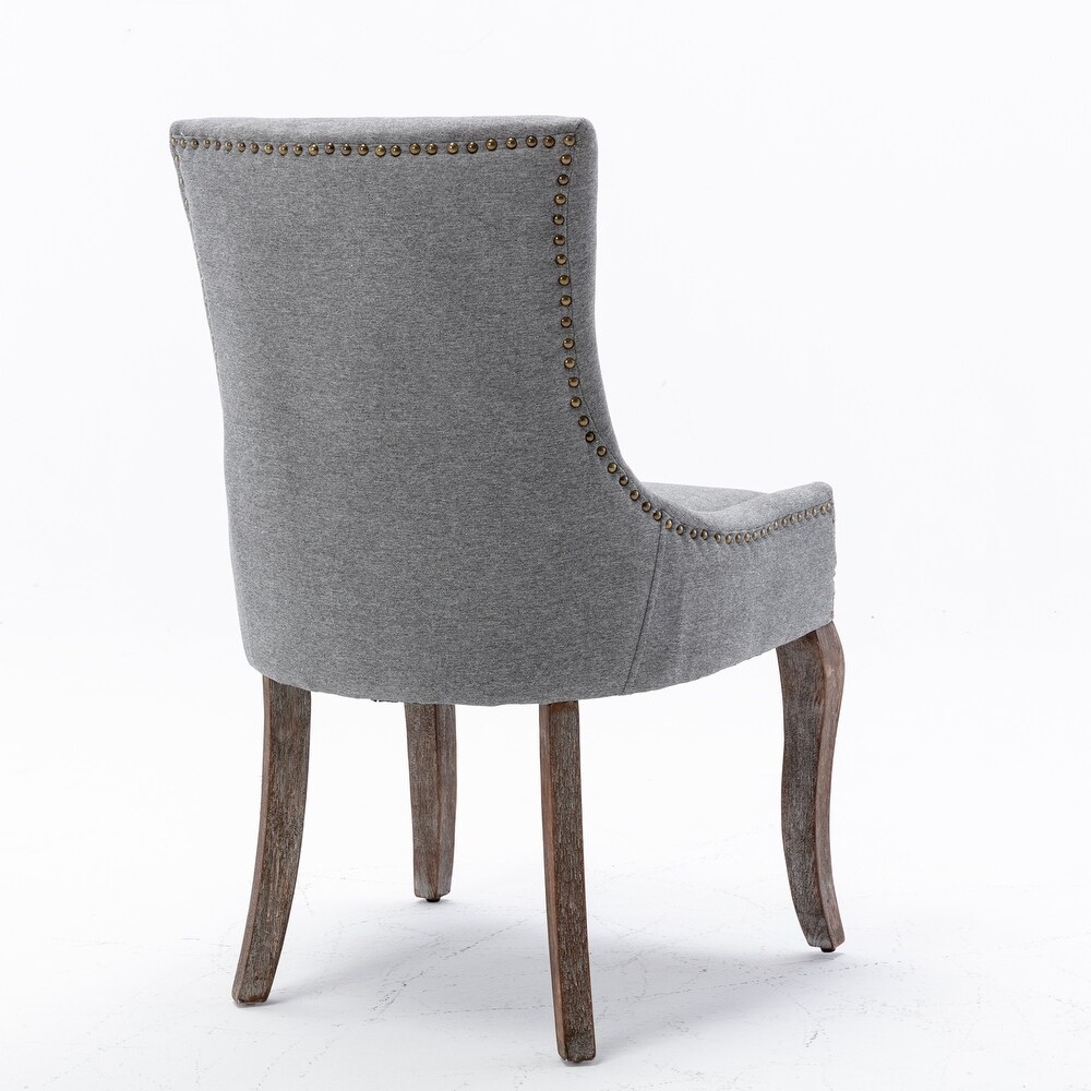 Thickened Fabric Dining Chair with Neutrally Toned Solid Wood Legs