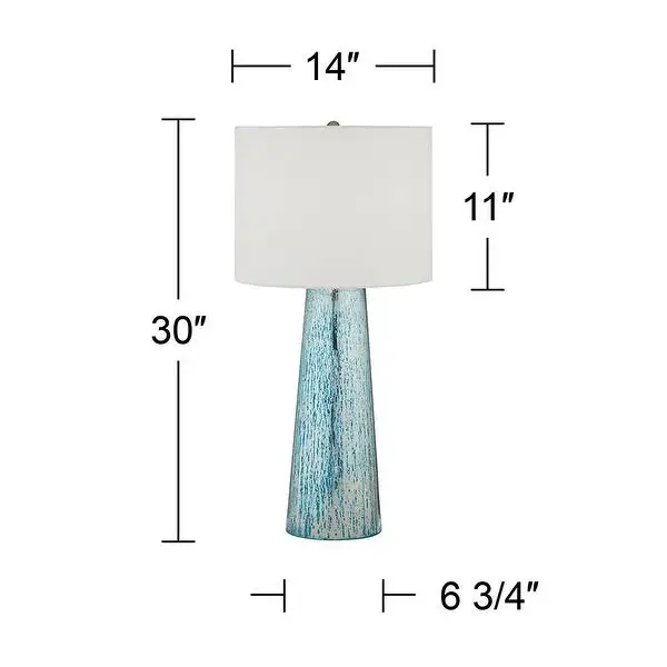 Set of 2 Coastal Table Lamps Mercury Glass Column - 14