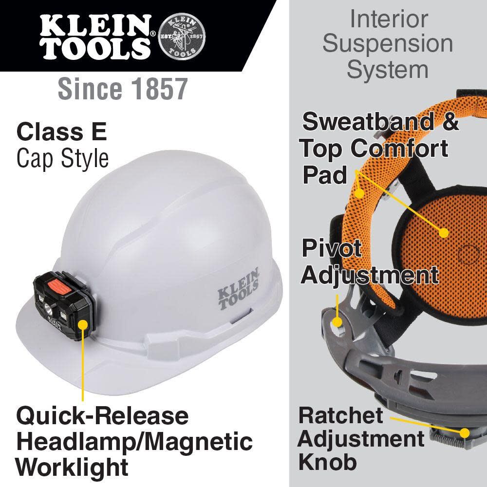 Klein Tools Non-Vented Hard Hat Cap with Headlamp 60107RL from Klein Tools