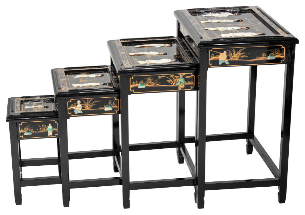 Black Lacquer Nesting Tables Royal Ladies   Asian   Coffee Table Sets   by Oriental Furniture  Houzz