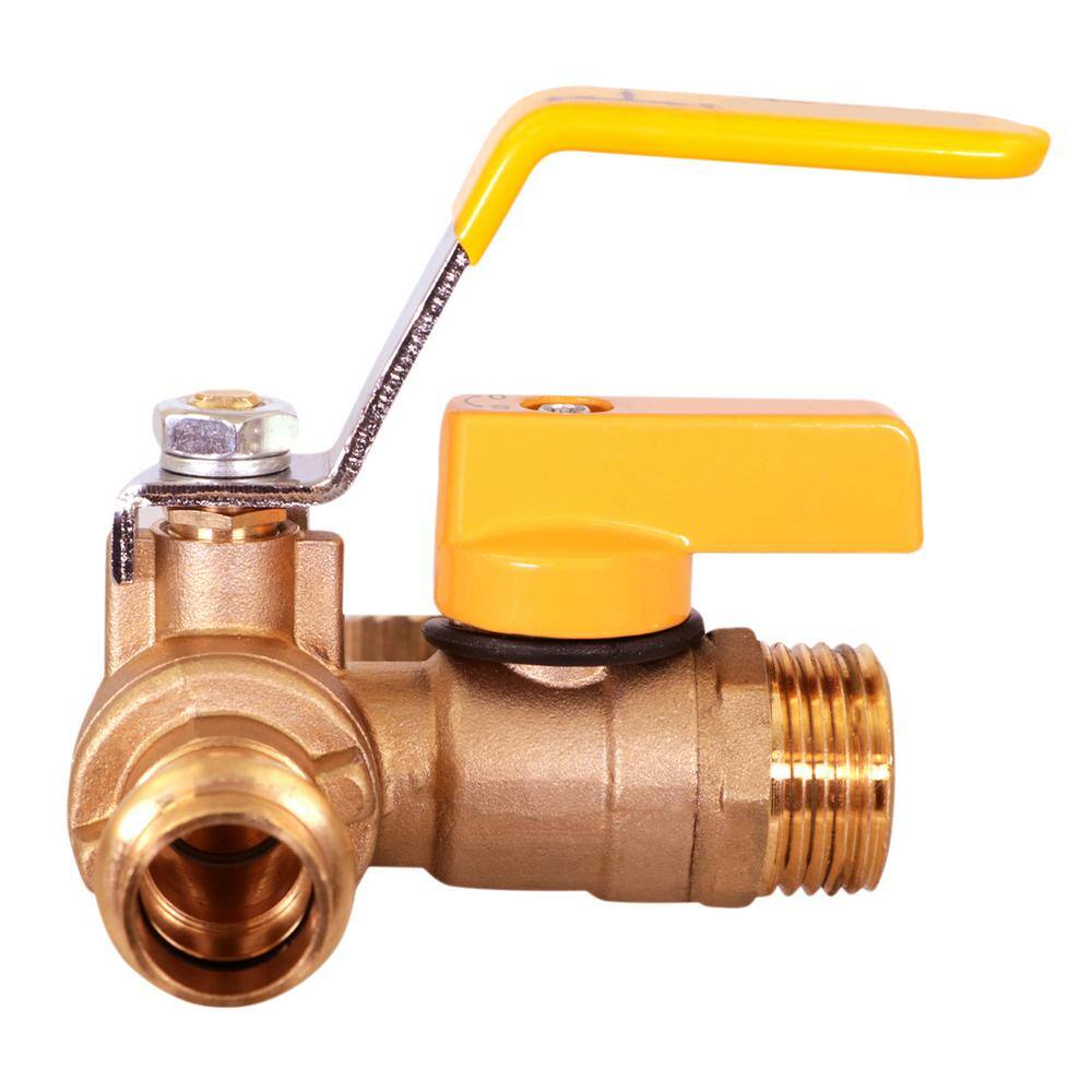 The Plumber's Choice 1-14 in. Press High Flow Drain Ball Valve 3-Way Adjustable Flow Path Brass S928336-N