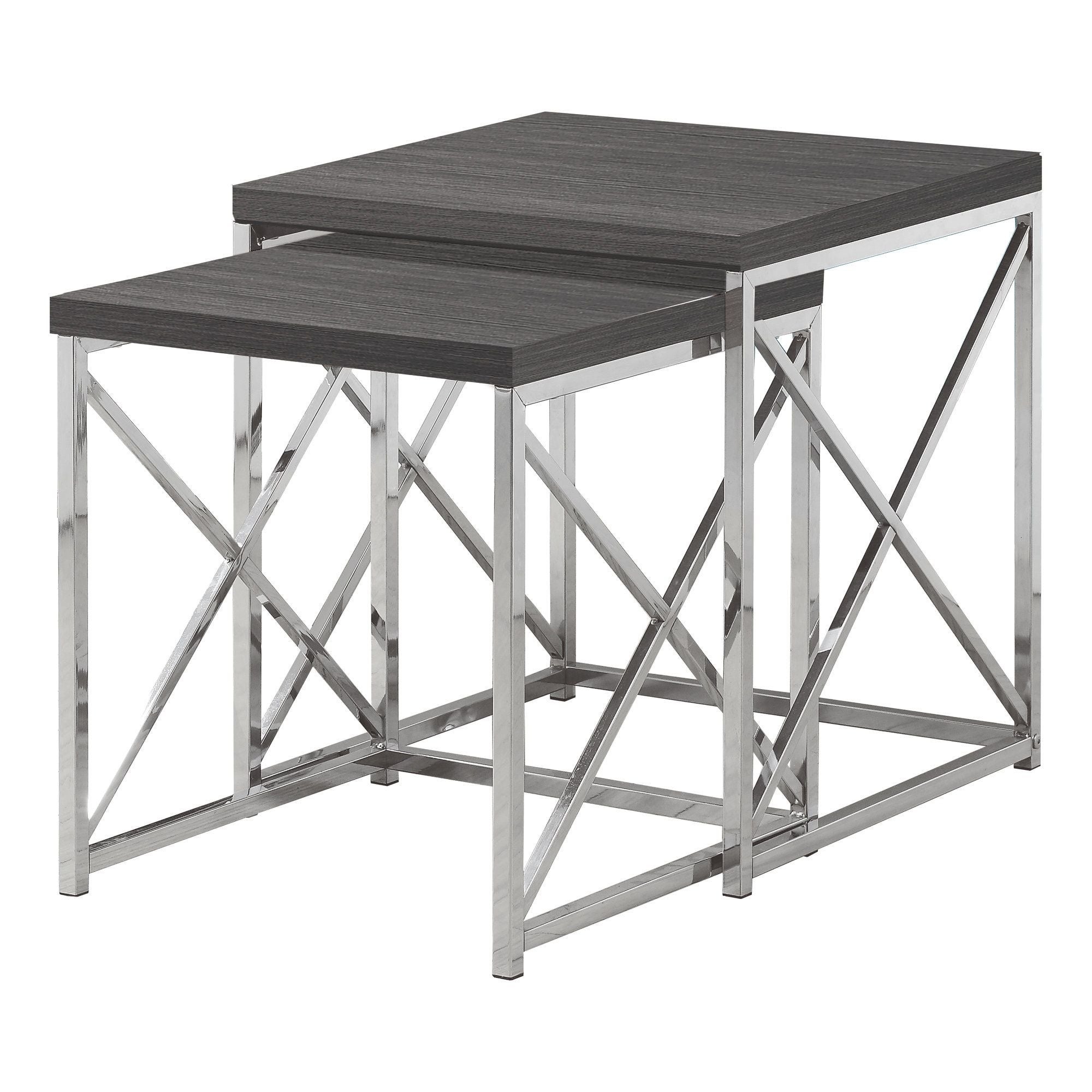 Set of 2 Gray Contemporary Square Nesting Tables 21.25