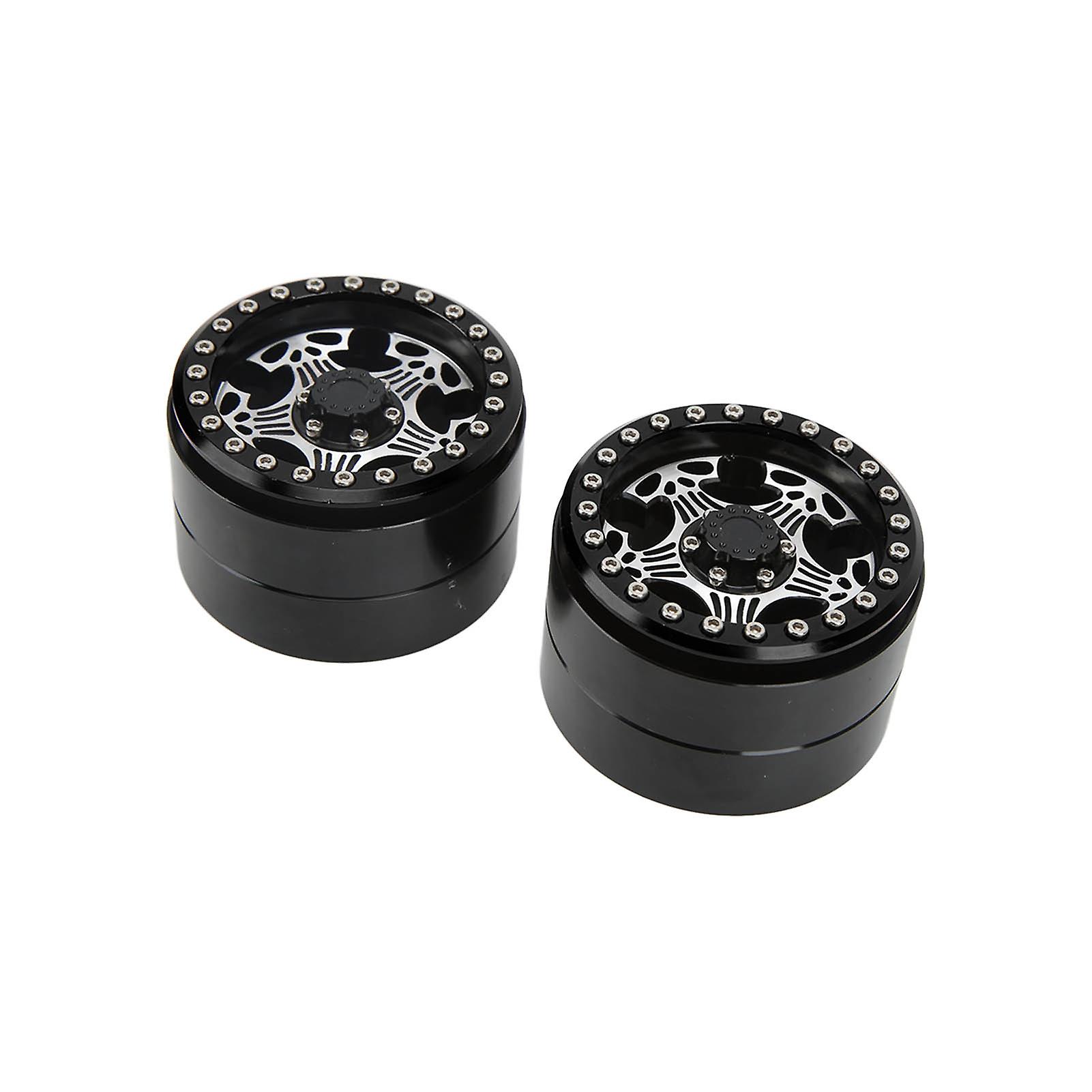 2pcs 2.2inch Rc Aluminum Beadlock Wheel Rims 5 Spoke Metal Wheel Hub For Axial Scx10 1/10 Rc Crawler Carblack