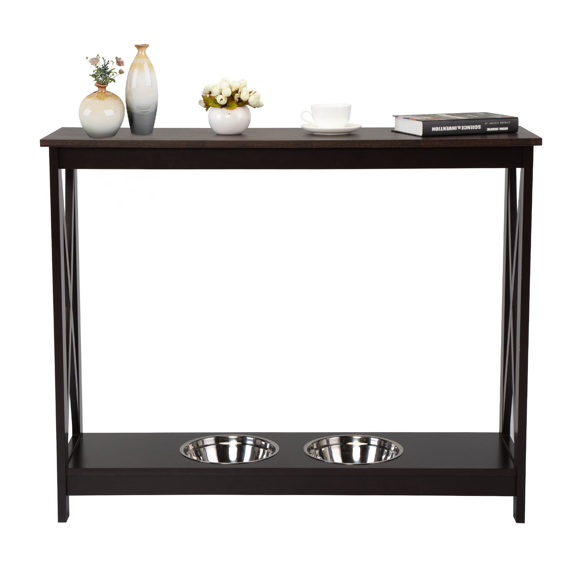 Modern Console Table with Dog Bowls