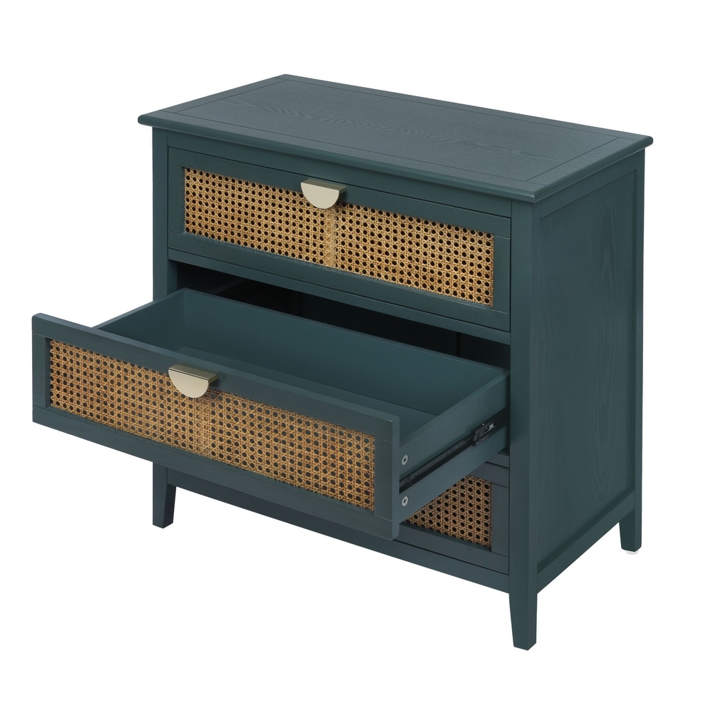 JASIWAY Modern Natural Rattan Storage Cabinet with Drawers