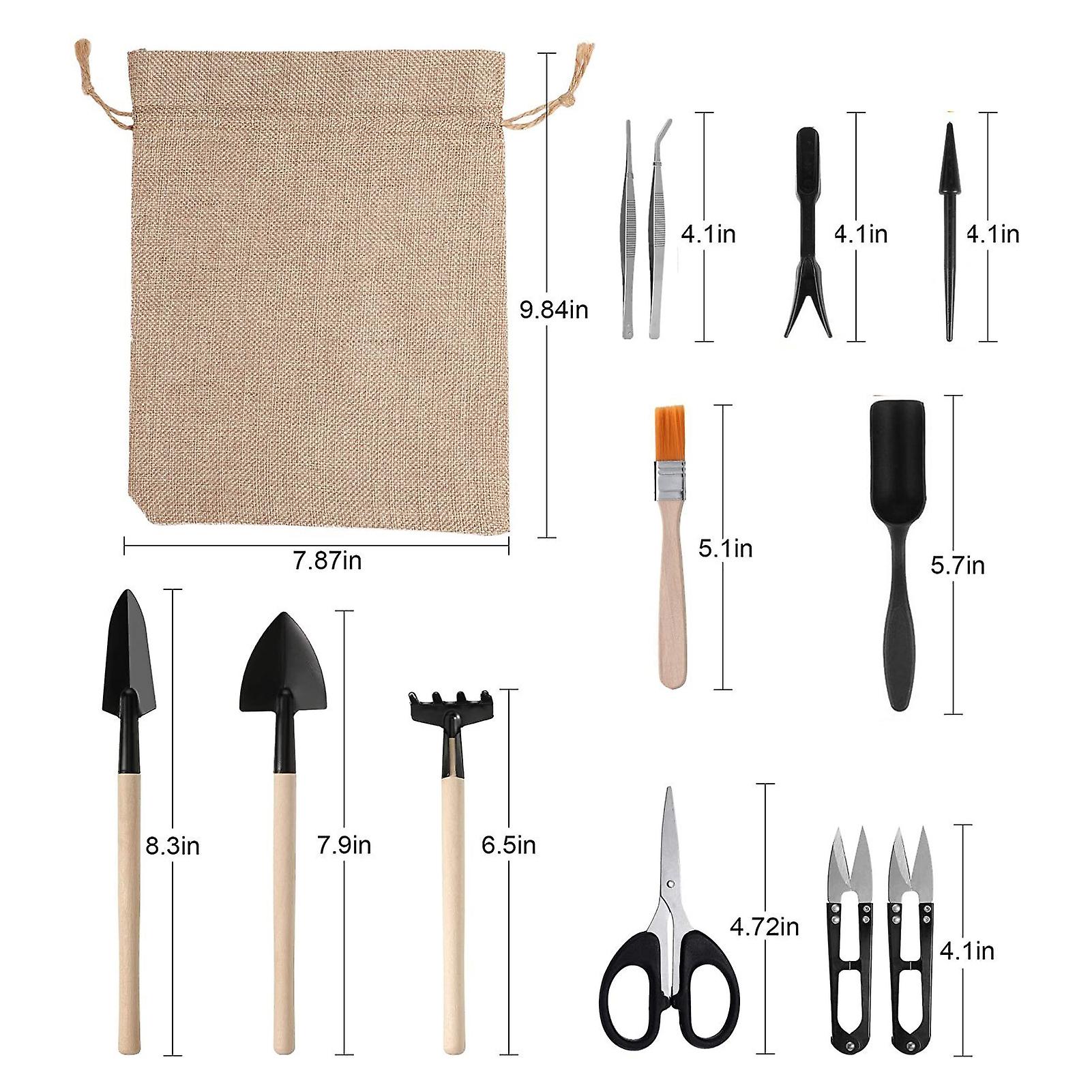 13pcs Mini Garden Planting Tool Set For Succulents Weeding Digging Planting Transplanting Miniature Fairy Garden Cactus Bonsai Planting Gardening Hand