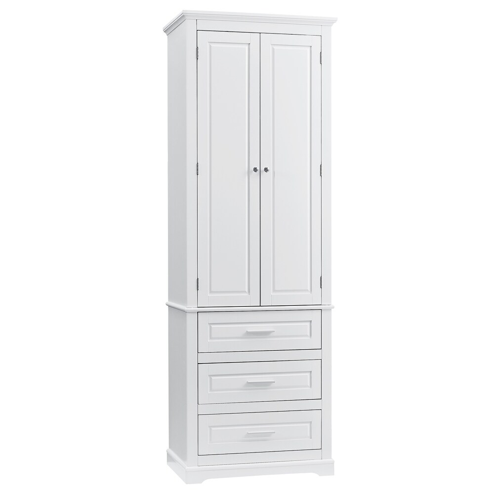 Tall Storage Cabinet with Three Drawers for Bathroom