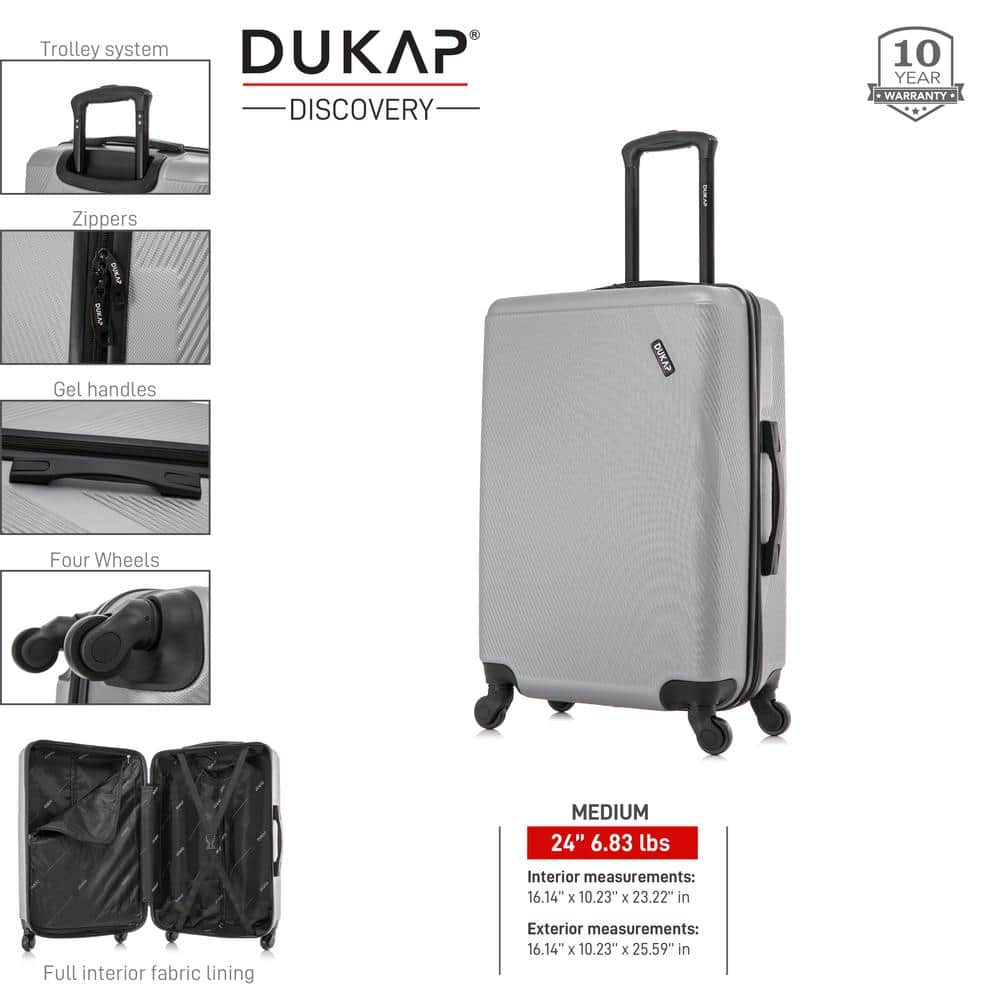 DUKAP InUSA Discovery Lightweight Hardside Spinner 24 in. Silver DKDIS00M-SIL