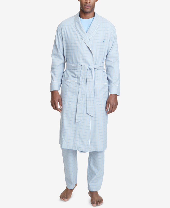 Nautica Men's Windowpane Plaid Cotton Robe