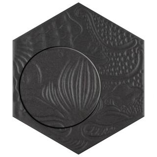 Merola Tile Gaudi Hex Black 8-58 in. x 9-78 in. Porcelain Floor and Wall Tile (11.56 sq. ft.  case) FCD10GBX