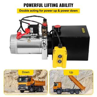 VEVOR 12-Volt DC 4 qt. Hydraulic Pump Hydraulic Power Unit Double Acting Hydraulic Pump Unit with Steel Oil Tank for Car Lift 4LCZYYBTXSZY00001V0