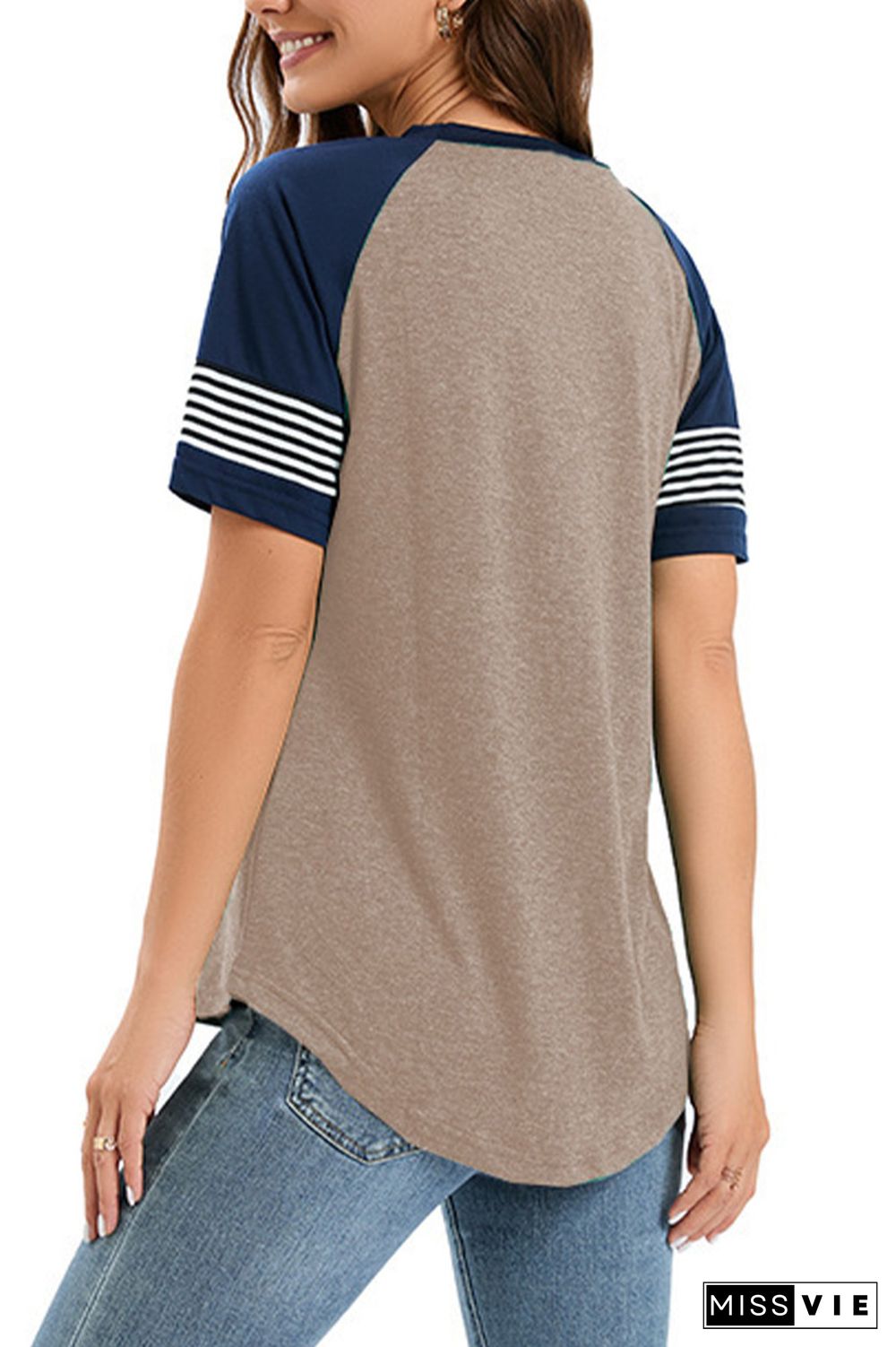 Colorblock Splicing Stripe Tee