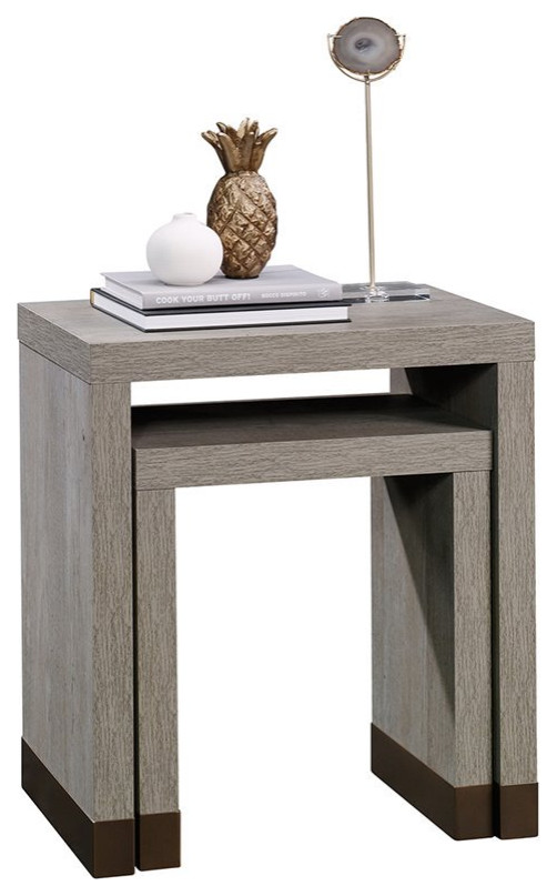 Sauder Manhattan Gate 2 Piece Nesting End Table Set in Mystic Oak   Transitional   Coffee Table Sets   by Homesquare  Houzz