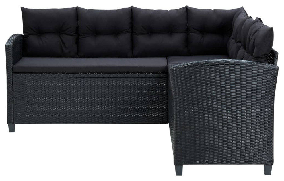 vidaXL Patio Lounge Set Outdoor Sectional Sofa Set 6 Piece Poly Rattan Gray   Tropical   Outdoor Dining Sets   by vidaXL LLC  Houzz