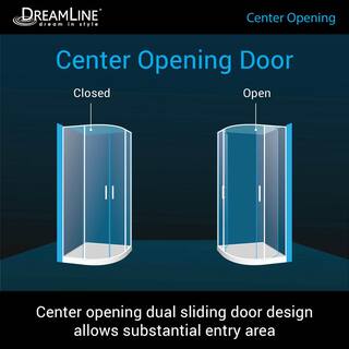 DreamLine Prime 33 in. x 33 in. x 76.75 in. H Corner Semi-Frameless Sliding Shower Enclosure in Chrome with Base and Back Walls DL-6152-01CL