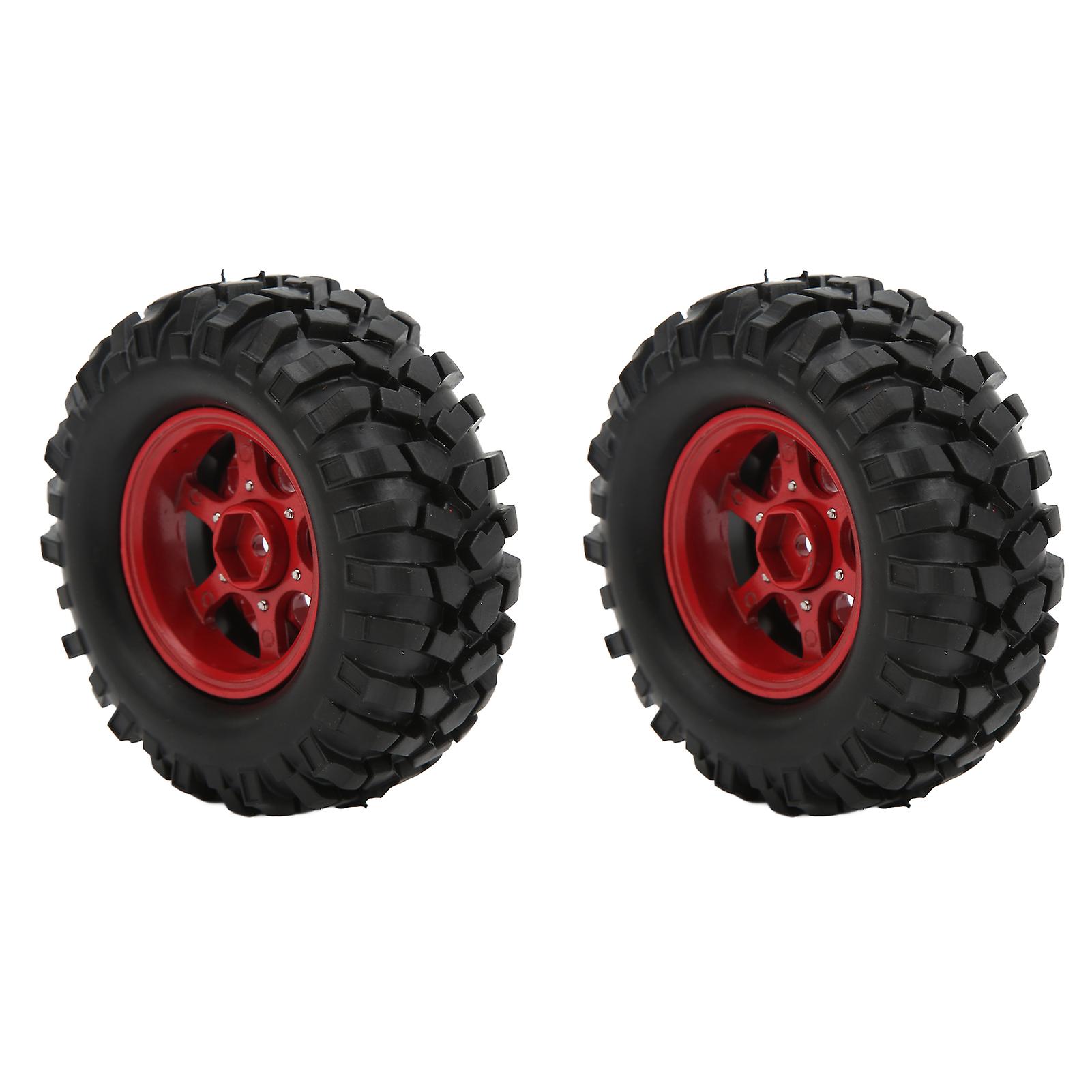 2pcs 1.9 Inch 96mm Rubber Tires With Alloy Wheel Rims For Axial Scx10 1/10 Rc Crawler Carred