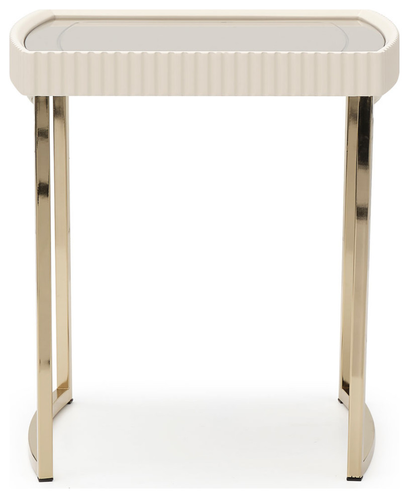 Lisbon Side Table  Silken Matte Cream   Contemporary   Side Tables And End Tables   by Michael Amini  Houzz