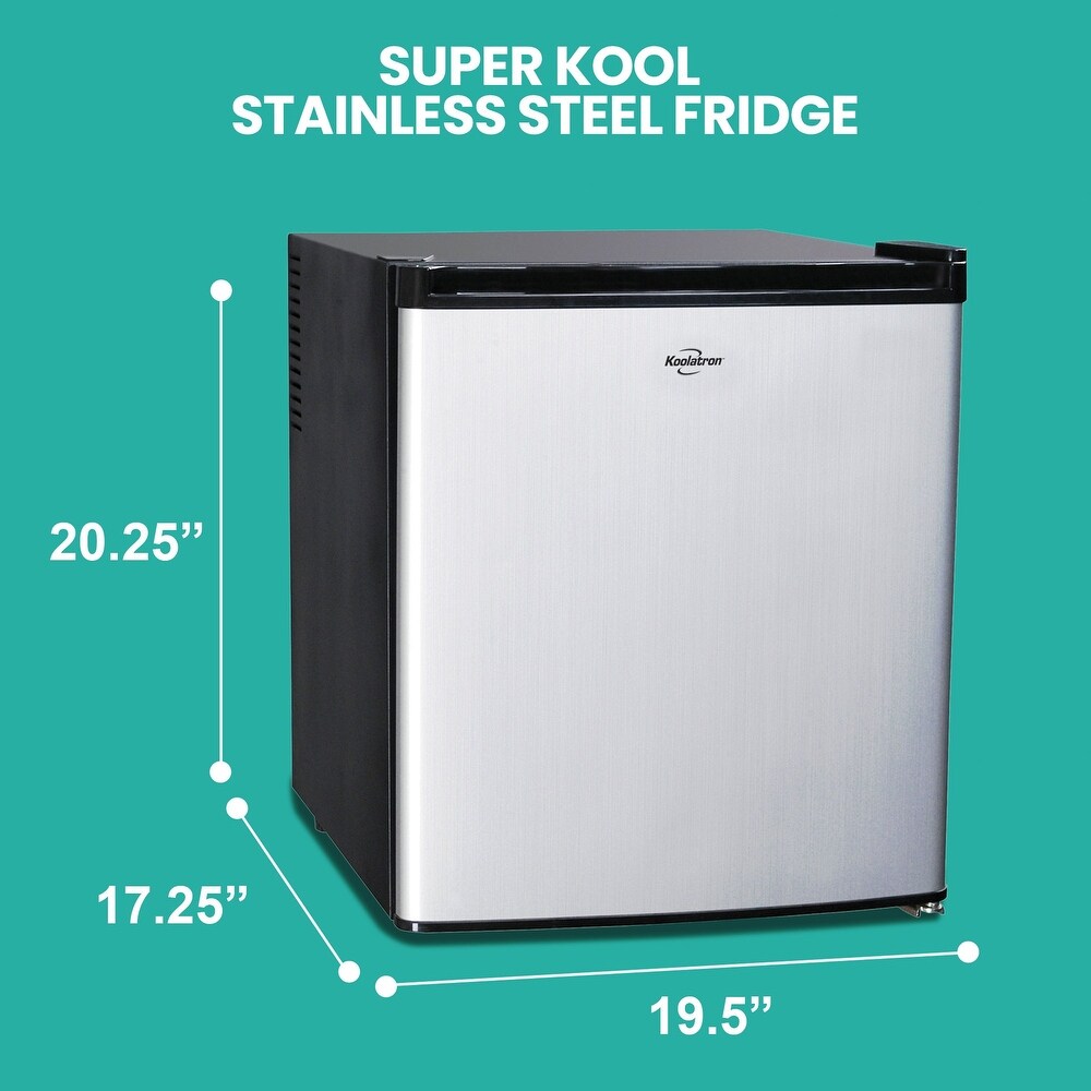 Koolatron Stainless Steel Compact Fridge  1.7 Cu Ft  110V AC/12V DC