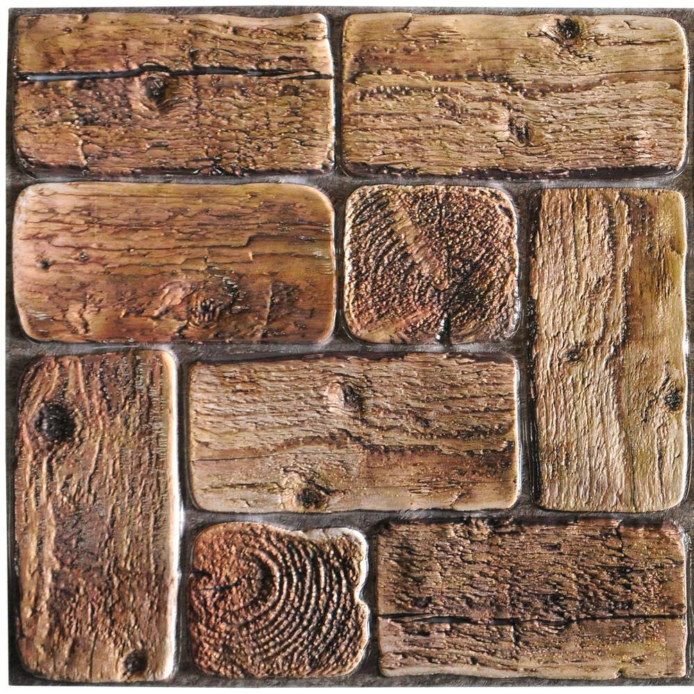 Dundee Deco 3D Falkirk Retro 1100 in. x 38 in. x 19 in. Brown Faux Logs PVC Decorative Wall Paneling (10-Pack) GRHDTP10017656-10