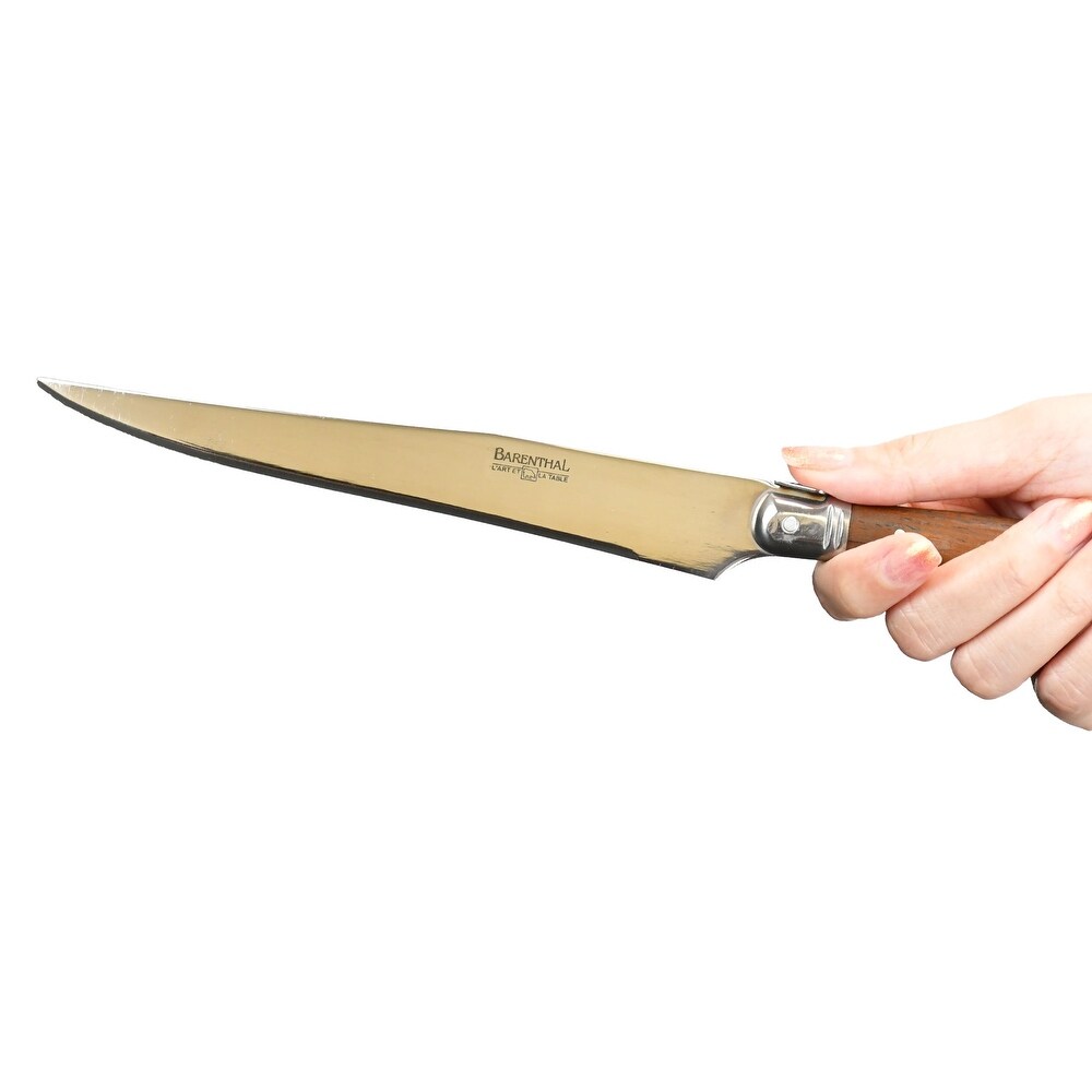 Laguiole Inspired Carving Fork and Knife with 18/10 Stainless Steel  Natural Wood Handles   2 piece