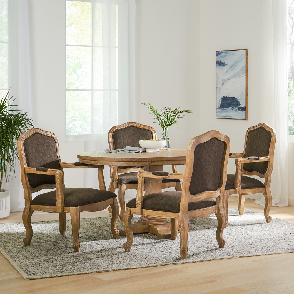 Andrea Fabric and Rubberwood Dining Set by Christopher Knight Home