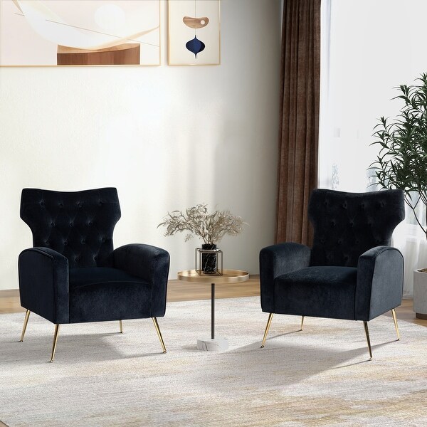 Danita Upholstered Accent Chair with Tufted Back Set of 2 by HULALA HOME