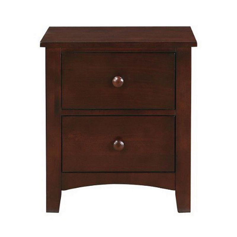 Modern Pine Wood 2 Drawer Night Stand，Brown