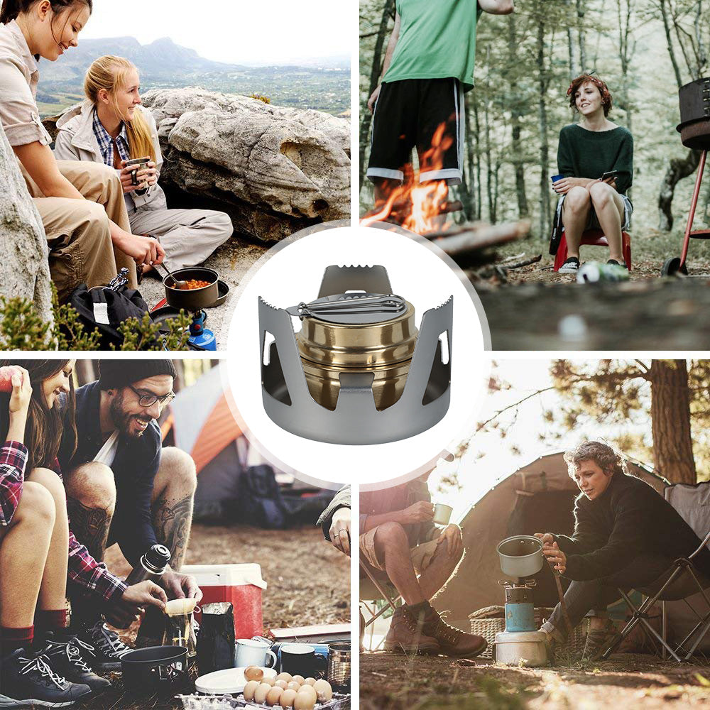 Willkey Mini Portable Outdoor Mini Alcohol Stove Burner Ultralight Camping Cookware Set for Outdoor Camping, Hiking, Backpacking, Picnic