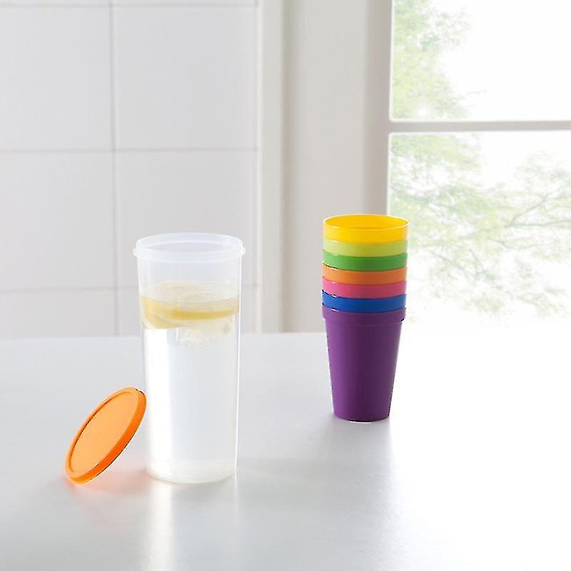 8pcs Reusable Plastic Cups Rainbow Travel Beverage Tumblers Juice Drinkware