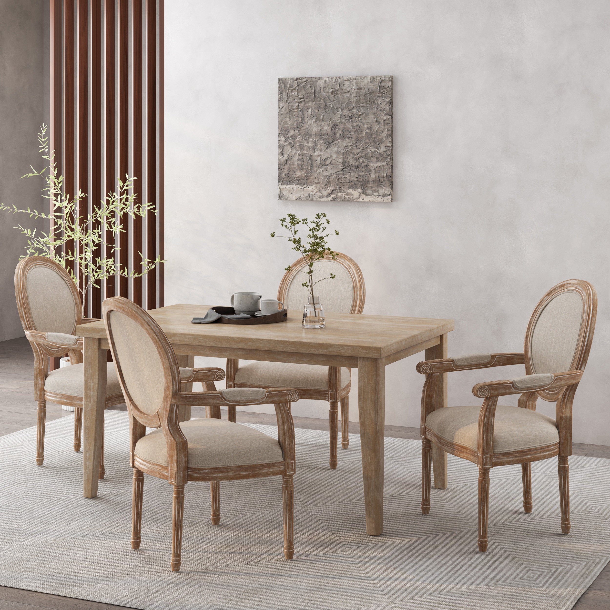 Aisenbrey French Country Wood Upholstered Dining Chair