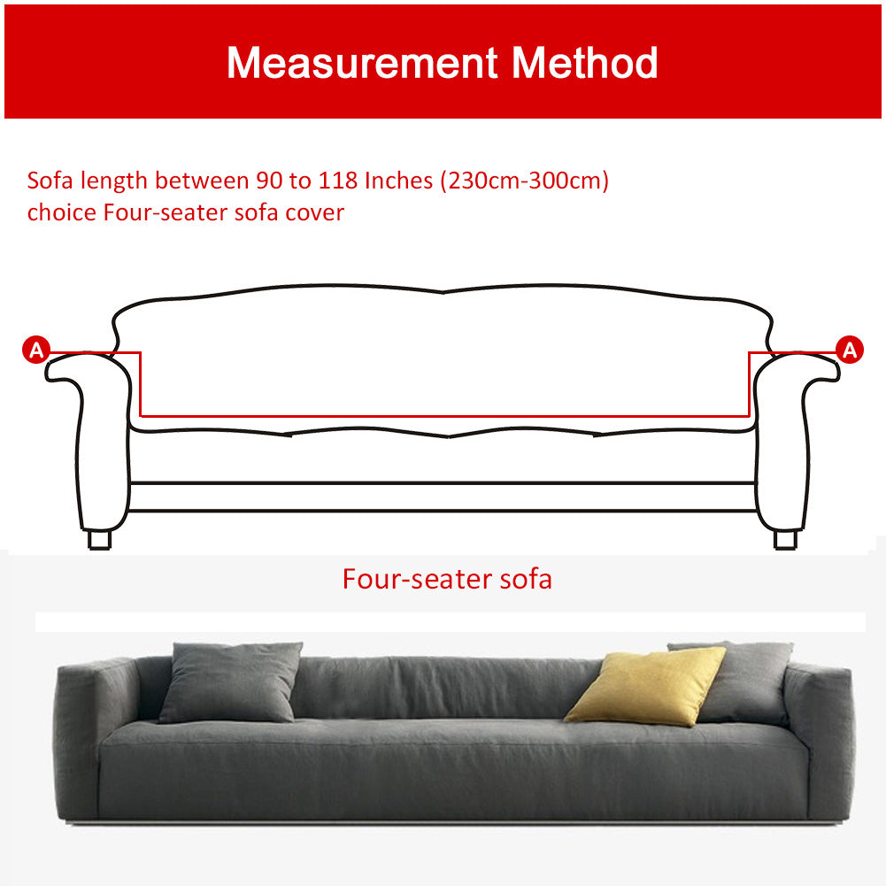 Stretch Sofa Covers 4 Seater Fabric Slipcover Protector Couch Slipcover for 4 Cushion Couch -4 seater:230cm to 300cm (90-118 inch Approx) ,With a Pillow Cover