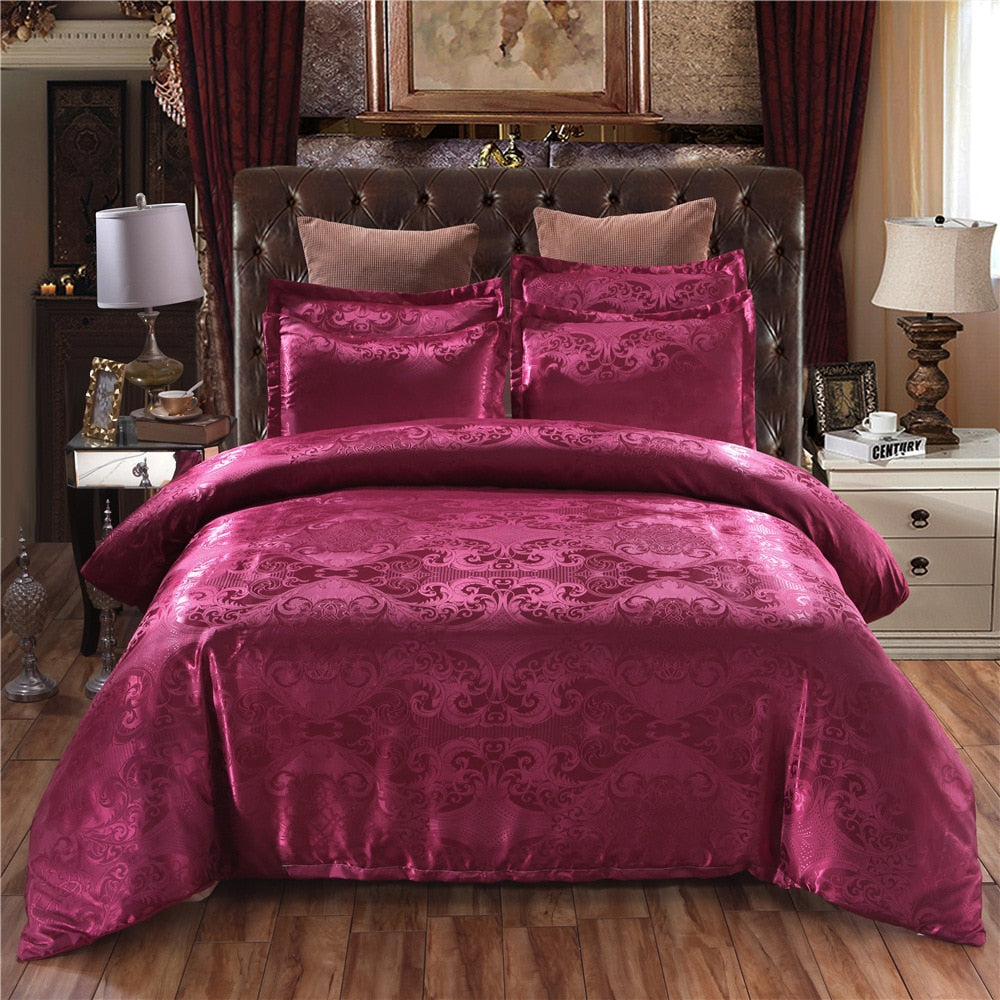 Luxury Bedding Set Satin Jacquard 3pcs  Duvet Cover Set