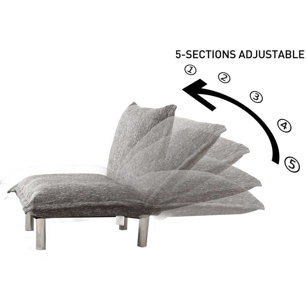 Modern Folding Lounge Chaise for Living Room and Bedroom，5 Reclining Position  djustable Foldable Modern Leisure Sofa