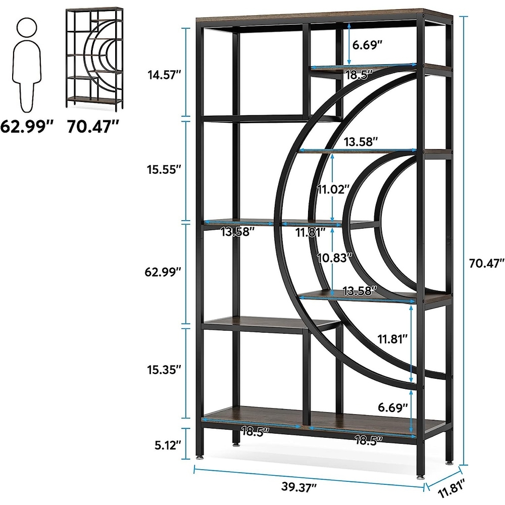 71 inches Geometric Bookcase  8 Tiers Bookshelves for Home Office