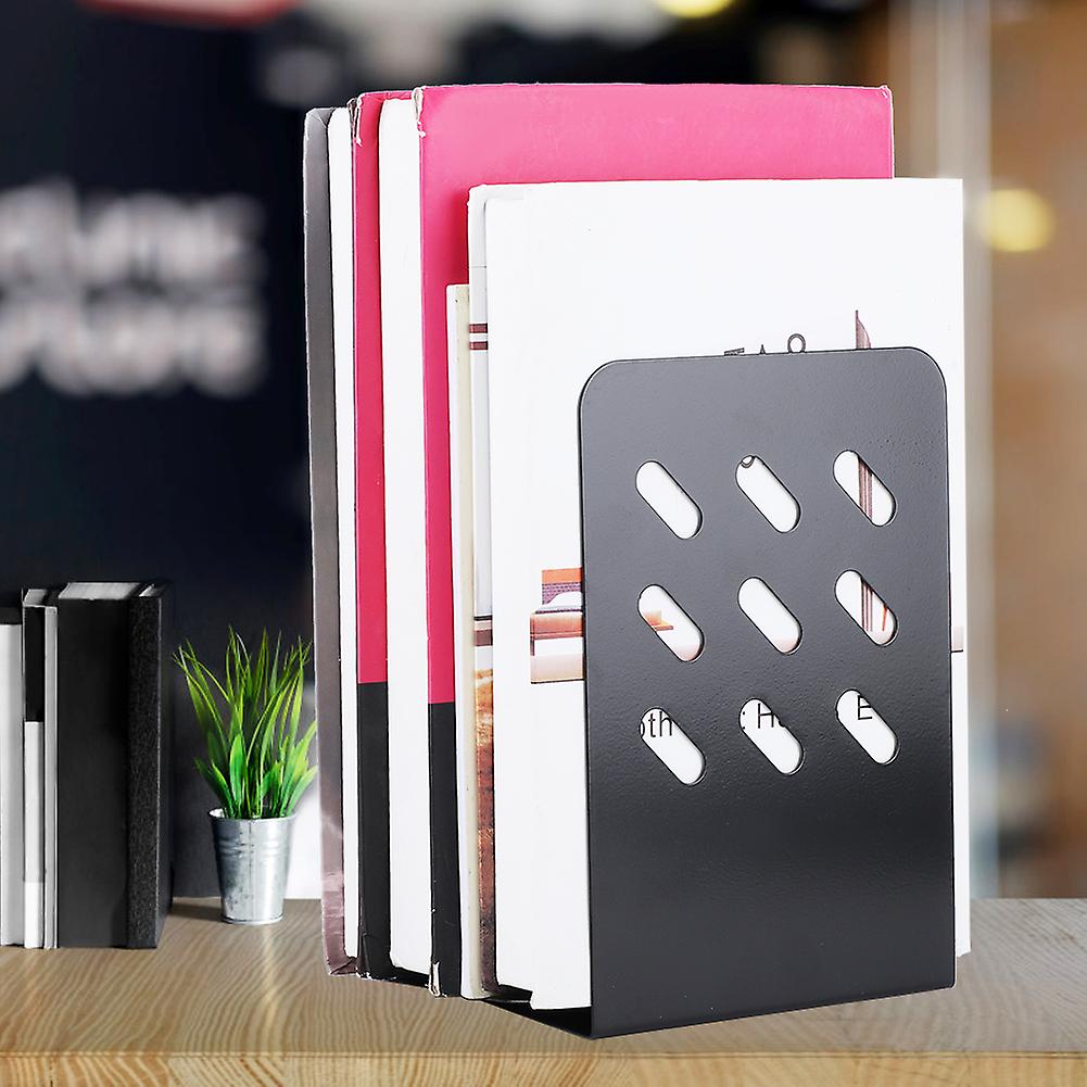 1pair Simple Style Black Book Stand Metal Bookends For School Home Table Decor(9 Lattice)