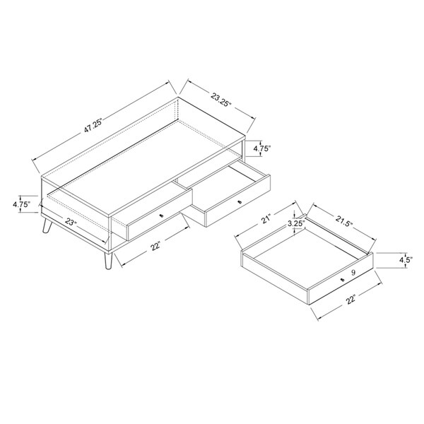 Furniture of America Bago Mid-century White 2-shelf Coffee Table