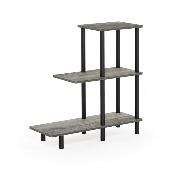 Furinno Turn-N-Tube 3-Tier Sofa Side Table Tall， Espresso/Black