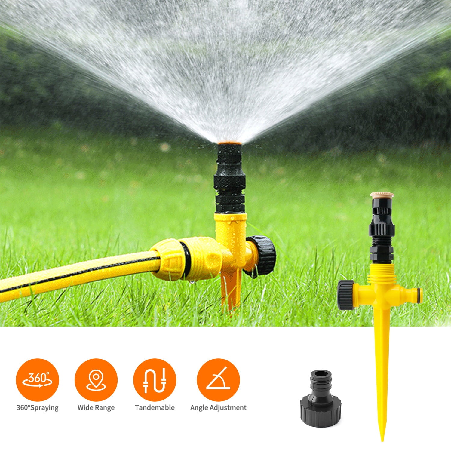 Elegant Choise Lawn Sprinklers for Yard Garden Watering Sprayer Irrigation System， Yellow