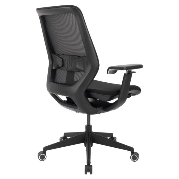 WorkPro Sentrix Ergonomic Mesh/Fabric Mid-Back Manager's Chair， 3D Arms， Black， BIFMA Certified