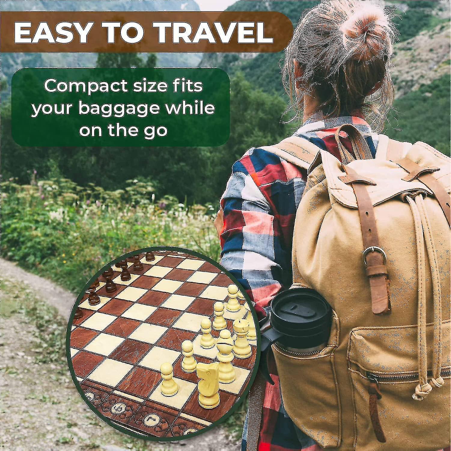 Travel Magnetic Chess Mini-set - Compact Folding Educational Board Game