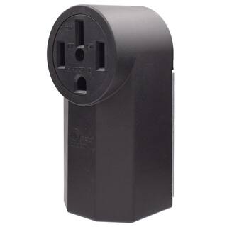 ELEGRP 50 Amp 125250V NEMA 14-50R Surface Mount Power Outlet Single Straight Blade Range  Dryer Outlet Grounding Black 2206