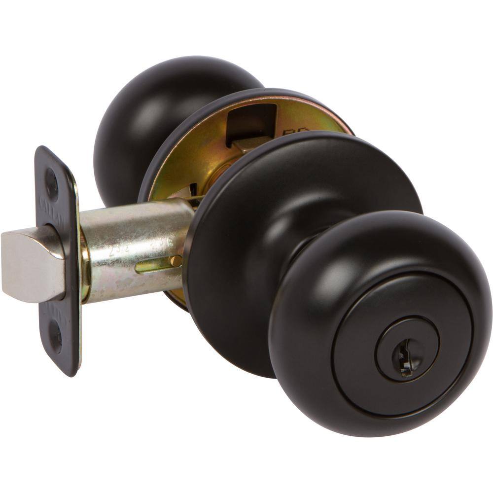 DELANEY HARDWARE Saxon Classic Round Black Knob Combo Pack with Single Deadbolt Keyed Alike KS3004