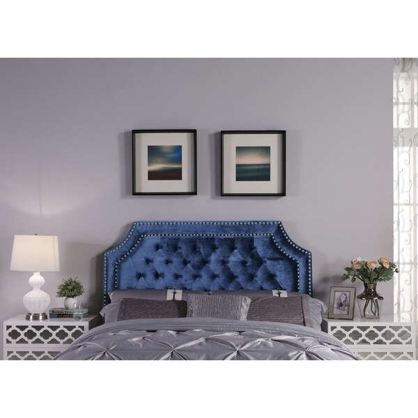 Chic Home Leda Velvet Upholstered Button-tufted Double-row Headboard - - 21539681